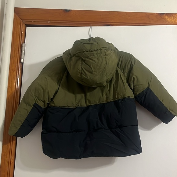 Zara Boys Puffer Hooded Jacket size 2-3 Years color Olive Green and Navy blue - Picture 4 of 7